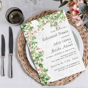Invitación Diario Rosado de Estilo de Pared Vintage Cena de E