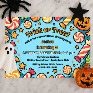Invitación Días de cumpleaños de Halloween con calabaza de ca