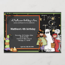 Invitación Días de cumpleaños de Halloween con trucos o truco