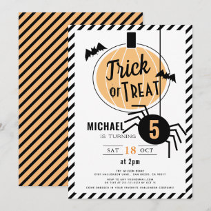 Invitación Días de cumpleaños de la Calabaza Naranja Trick o 