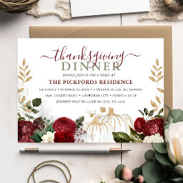 Invitación Días de Gracias de la Calabaza Floral Botánica de 