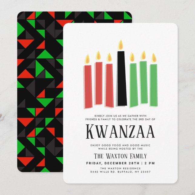 Invitación Días de Kwanzaa | Evento Fiesta (Anverso / Reverso)