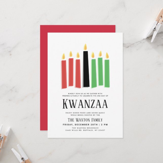 Invitación Días de Kwanzaa | Reunión de fiestas (Anverso/Reverso In Situ)