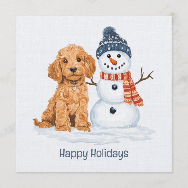 Invitación Días festivos Goldendoodle perro de invierno muñec (Anverso)
