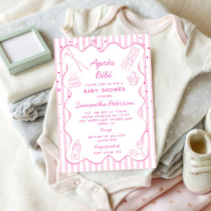 Invitación Dibujado a Mano Apres Bebe Apres Ski Chica Baby Sh
