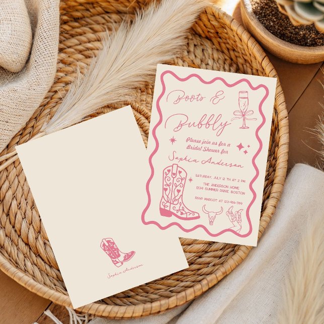 Invitación Dibujado a mano Boots Bubbly Rustic Despedida de s (Subido por el creador)