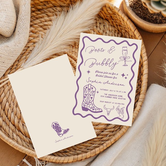 Invitación Dibujado a mano Boots Bubbly Rustic Despedida de s (Subido por el creador)