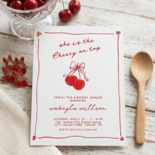 Invitación Dibujado a Mano Cereza Linda En La Parte Superior
