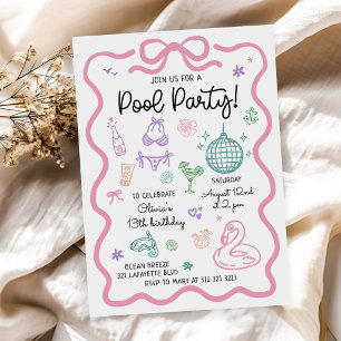 Invitación Dibujado a Mano Cumpleaños Fiesta de Verano en la