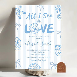 Invitación Dibujado a mano Doodle Azul Todo lo que veo es amo