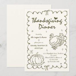Invitación Dibujado a Mano Extravagante Pavo de Calabaza de A