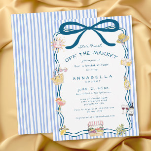 Invitación Dibujado a Mano Fresco del Mercado Azul Despedida
