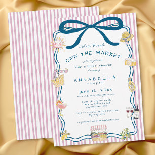 Invitación Dibujado a Mano Fresco del Mercado Rosa Despedida