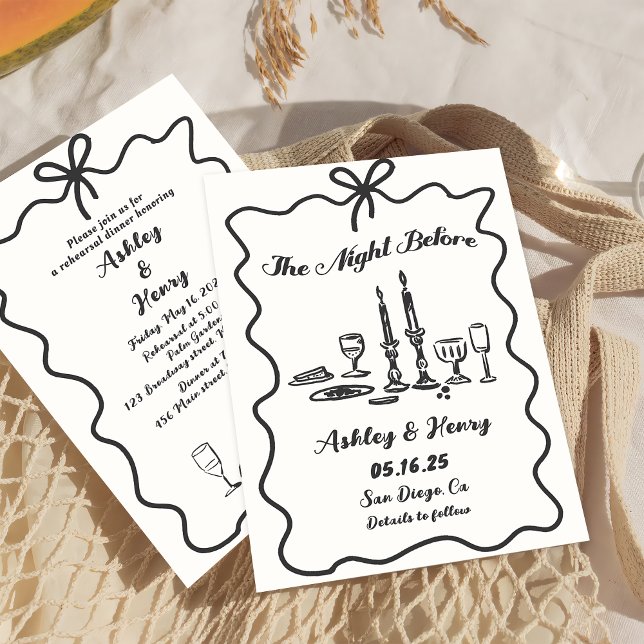 Invitación Dibujado a mano la noche antes de la cena de ensay (Subido por el creador)