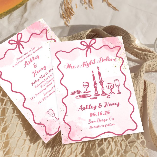 Invitación Dibujado a mano la noche antes de la cena de ensay (Subido por el creador)