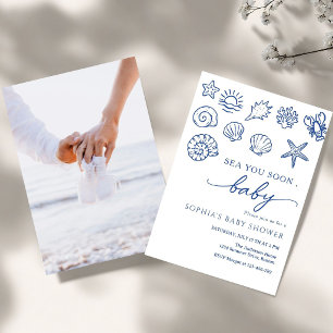 Invitación Dibujado a mano mar te veo pronto, bajo el mar bab
