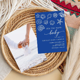 Invitación Dibujado a mano mar te veo pronto, bajo el mar bab