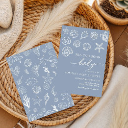 Invitación Dibujado a mano mar te veo pronto, bajo el mar bab