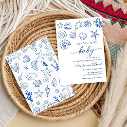 Invitación Dibujado a mano mar te veo pronto, bajo el mar bab