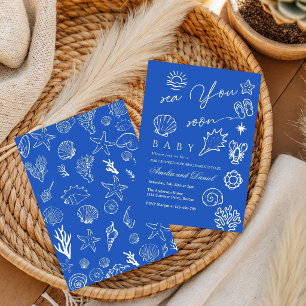 Invitación Dibujado a mano mar te veo pronto, bajo el mar bab
