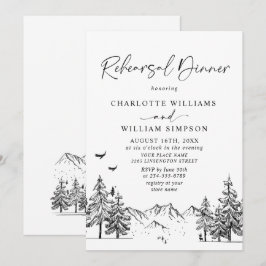 Invitación Dibujado a Mano Montañas Bosque Cena de Ensayo