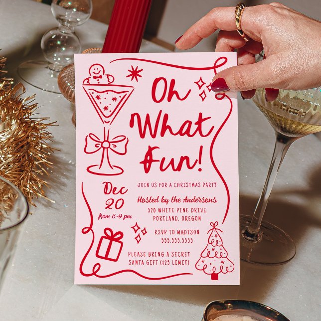 Invitación Dibujado a Mano Oh Qué Diversión Fiesta de Navidad (Subido por el creador)