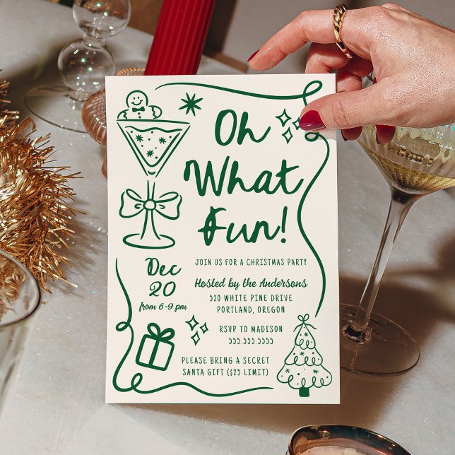 Invitación Dibujado a Mano Qué Diversión Fiesta de Navidad Ve (Subido por el creador)