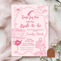 Dibujado a Mano Rosa Hora del Té Despedida de Solt