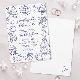 Invitación Dibujado Algo Azul Antes de la Despedida de Solter