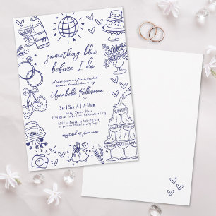 Invitación Dibujado Algo Azul Antes de la Despedida de Solter