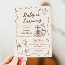 Dibujado Café Baby está Preparando Fiesta de Bebé