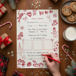 Invitación Dibujar a mano carta de garabato para Santa, Santa