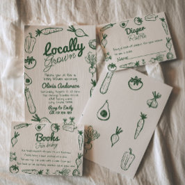 Invitación Dibujar Baby Shower de mercado de granjeros de cos