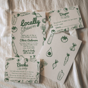 Invitación Dibujar Baby Shower de mercado de granjeros de cos