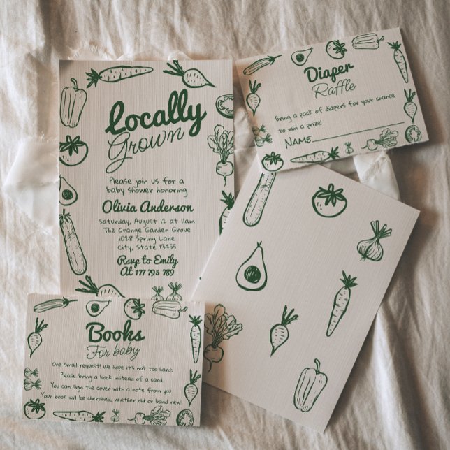 Invitación Dibujar Baby Shower de mercado de granjeros de cos (Subido por el creador)