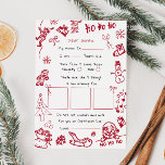 Invitación Dibujar mano letra de doodle para Santa, Santa<br><div class="desc">Carta personalizada para Santa Claus. Dale a tu hijo este año una carta especial y linda para Santa. Colección: https://www.zazzle.com/collections/love_christmas_collection-119212194434211063</div>