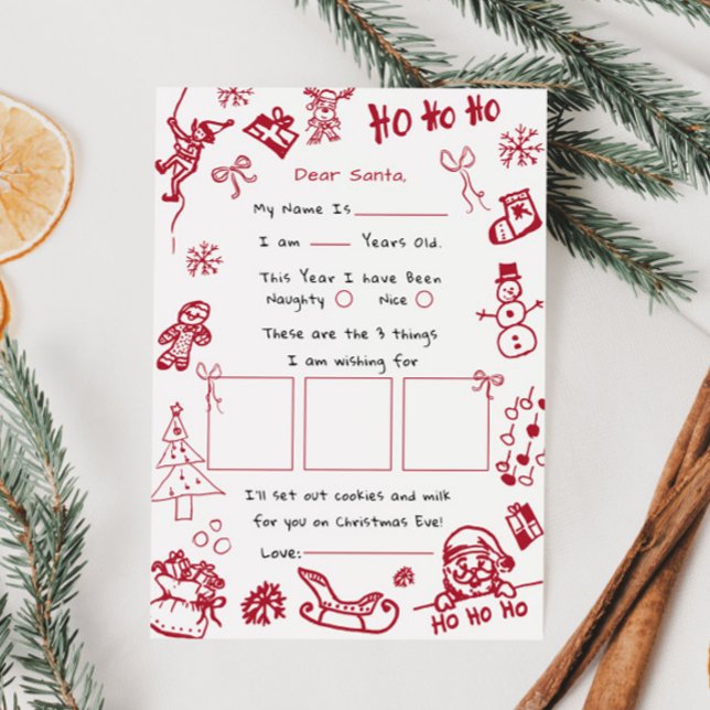 Invitación Dibujar mano letra de doodle para Santa, Santa (Subido por el creador)