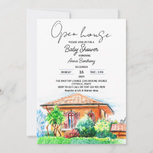 Invitación dibujo a mano abierto casa bebé