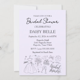 Invitación Dibujo a Mano Bridal Shower