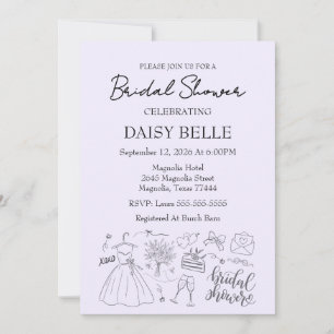 Invitación Dibujo a Mano Bridal Shower
