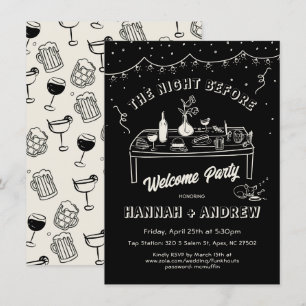 Invitación Dibujo a mano capricho Noche de bienvenida antes d