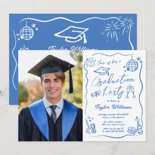 Invitación Dibujo a Mano Con Fantasía Caprichosa Graduación F