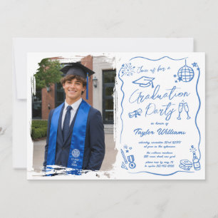 Invitación Dibujo a Mano Con Fantasía Caprichosa Graduación F