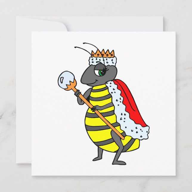 Invitación Dibujo animado adorable de la abeja reina (Anverso)