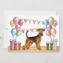Dibujo animado de Airedale Terrier Perro Cumpleaño