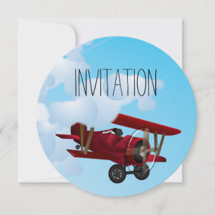 Invitación Dibujo animado de Biplano lindo