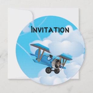 Invitación Dibujo animado de Biplano lindo