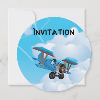 Invitación Dibujo animado de Biplano lindo