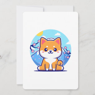 Invitación dibujo animado de shiba inu