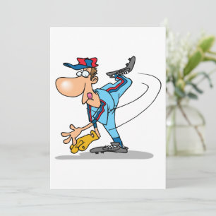 Invitación Dibujo animado divertido de un lanzador de béisbol